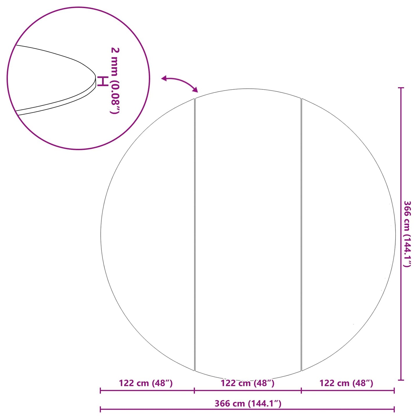 Pool Bundark Ø 366 cm (1 mm) Rund Non-woven stof Sort