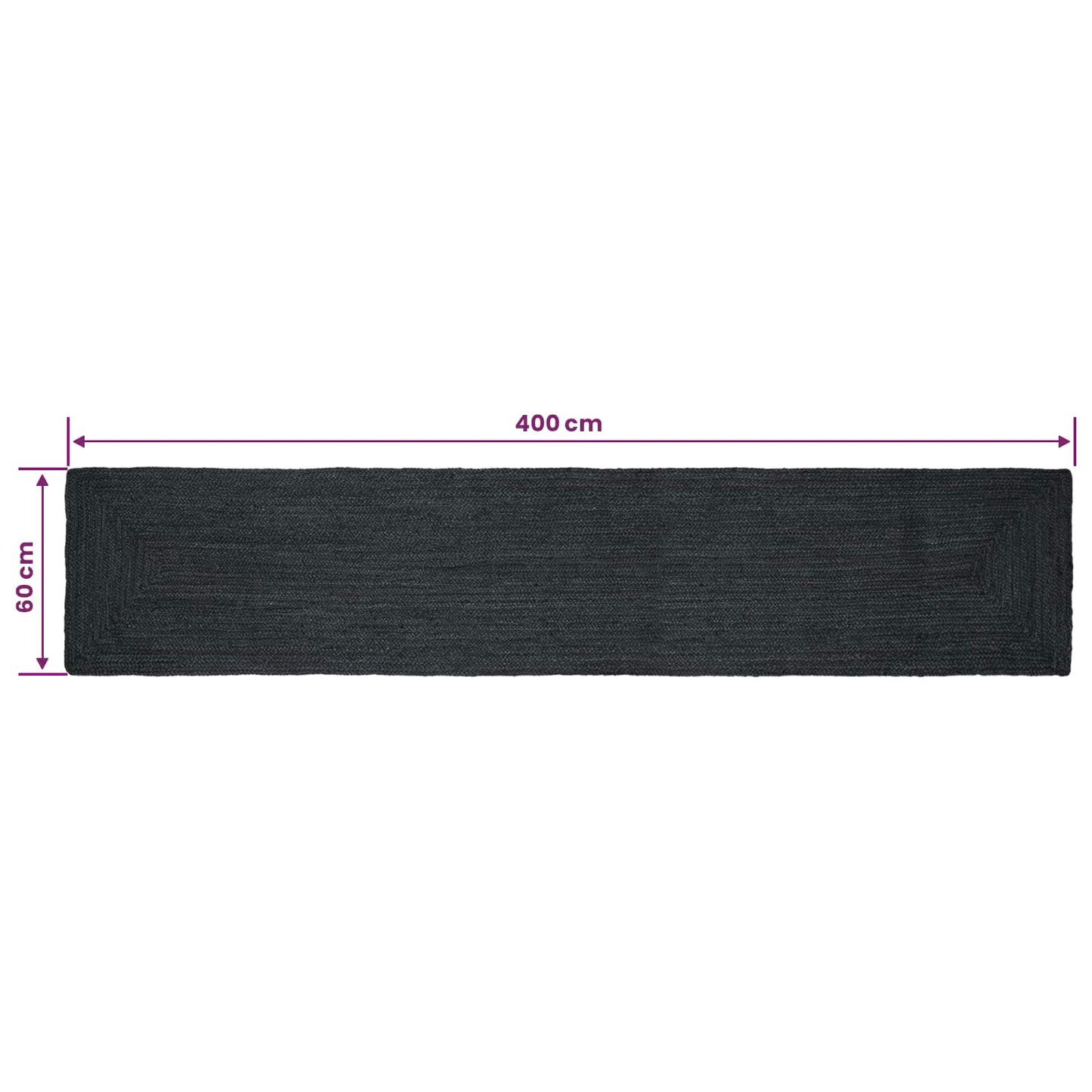 Område tæppe Mørkegrå 60 x 400 cm Jute
