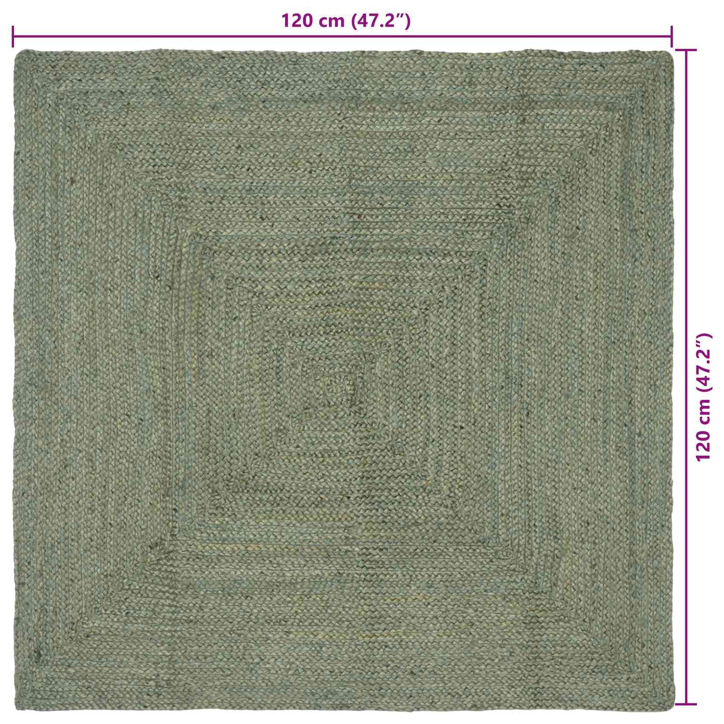 Områdetæpper Rektangulær Olivengrøn 120 x 120 cm Jute