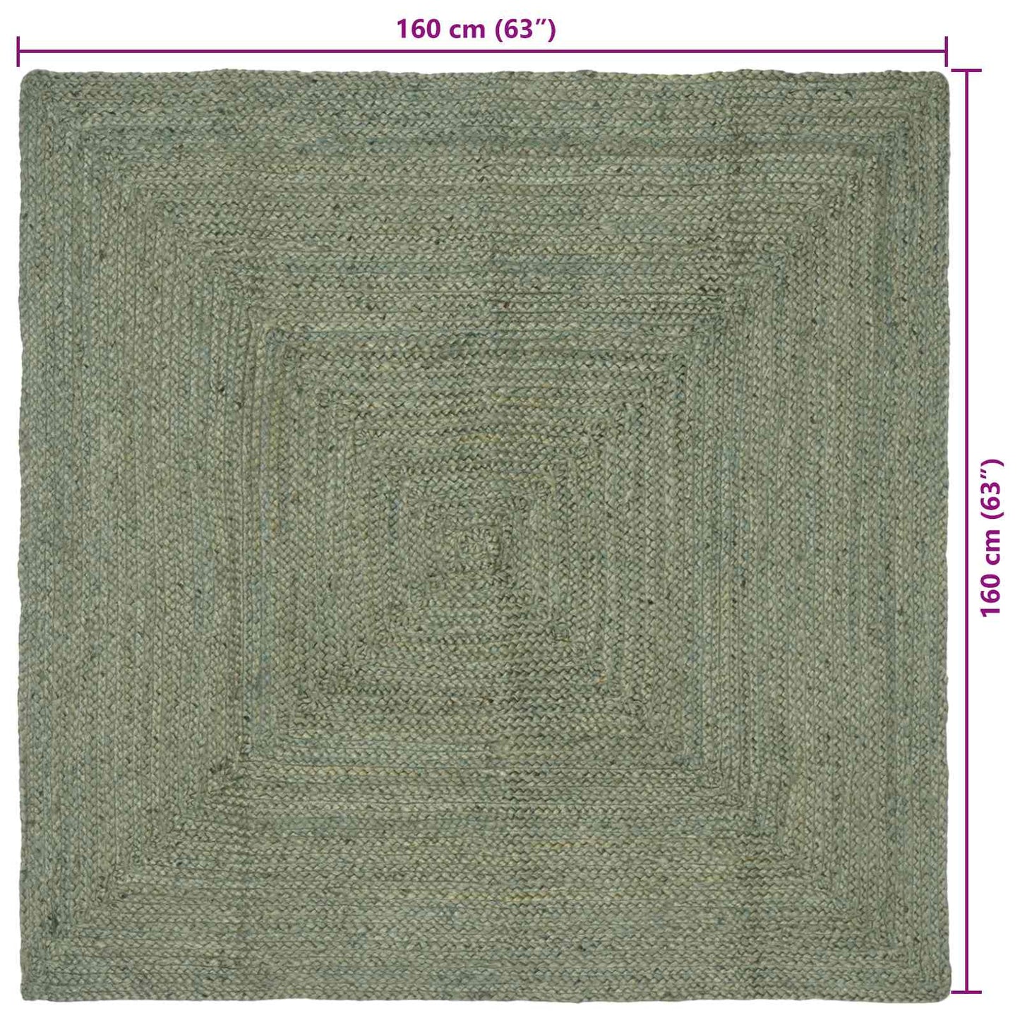 Områdetæpper Rektangulær Olivengrøn 160 x 160 cm Jute