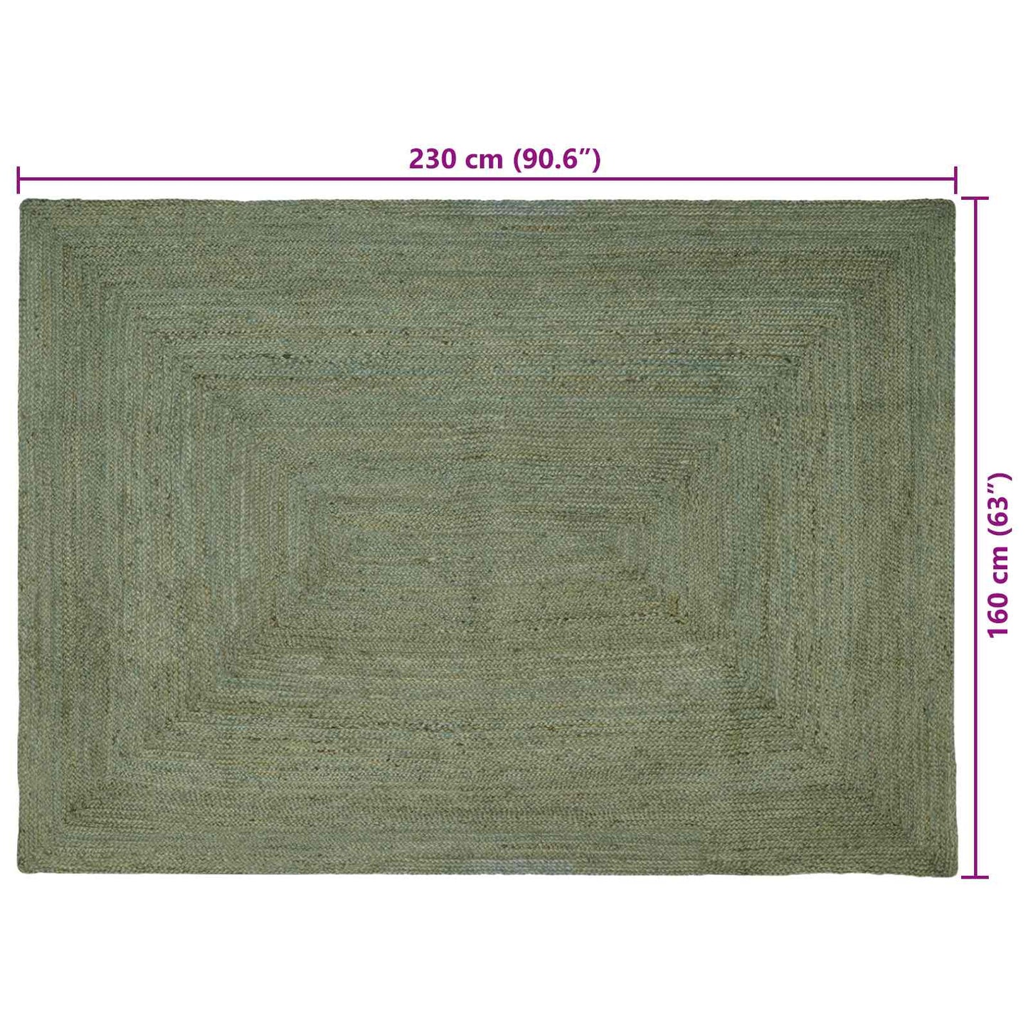Områdetæpper Rektangulær Olivengrøn 160 x 230 cm Jute