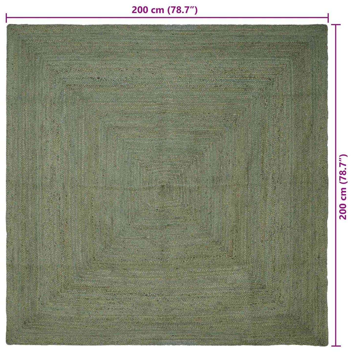 Områdetæpper Firkantet Olivengrøn 200 x 200 cm Jute