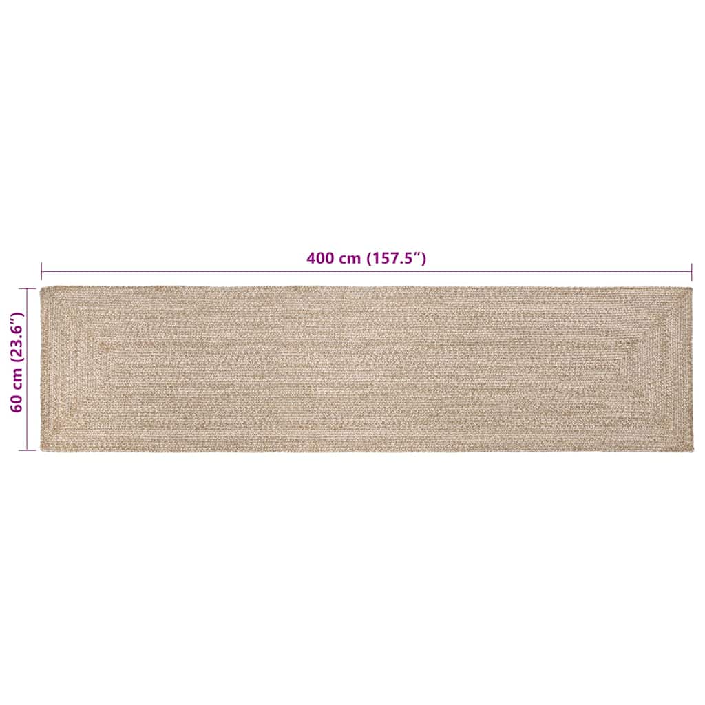 Område tæppe Natur og hvid 60 x 400 cm Jute
