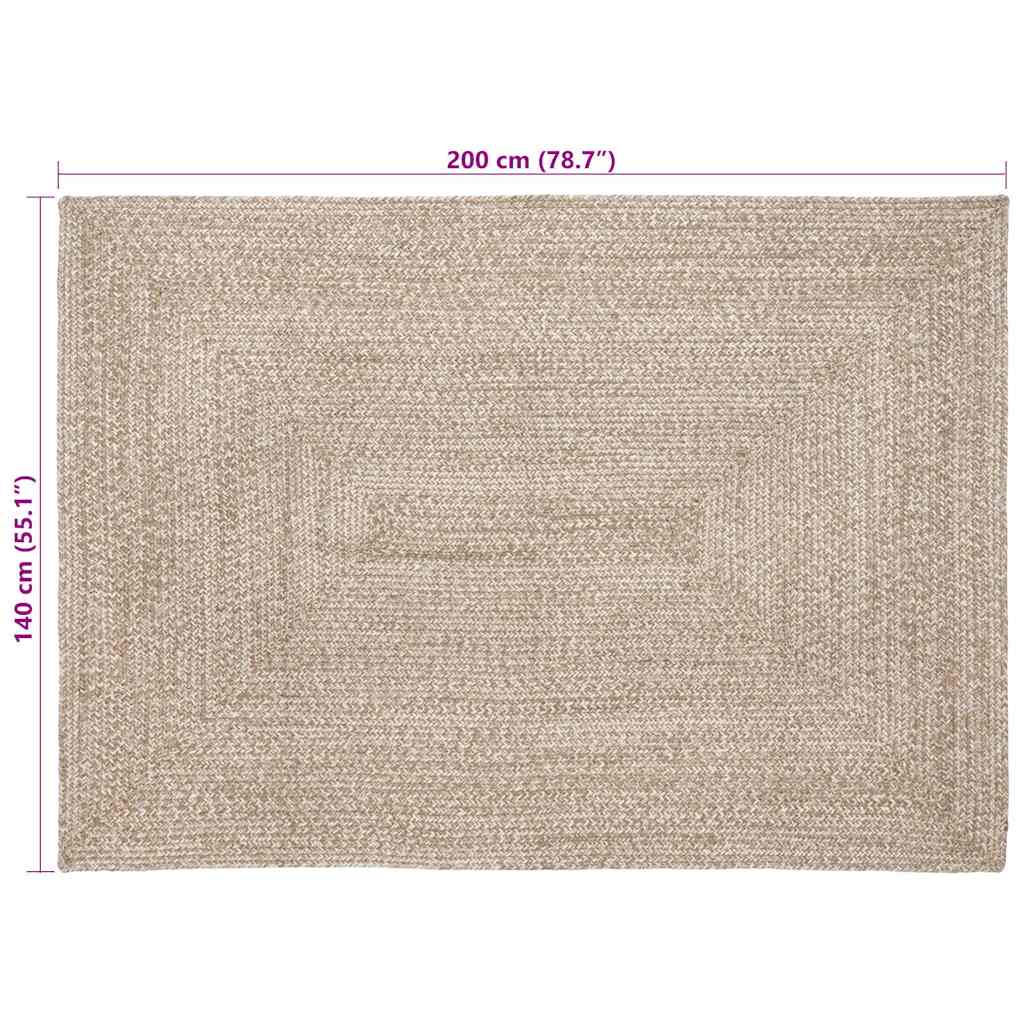 Område tæppe Natur og hvid 140 x 200 cm Jute