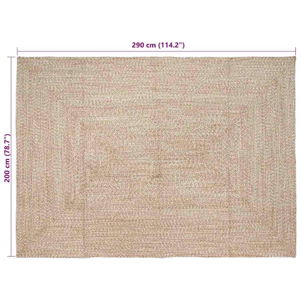 Område tæppe Natur og hvid 200 x 290 cm Jute