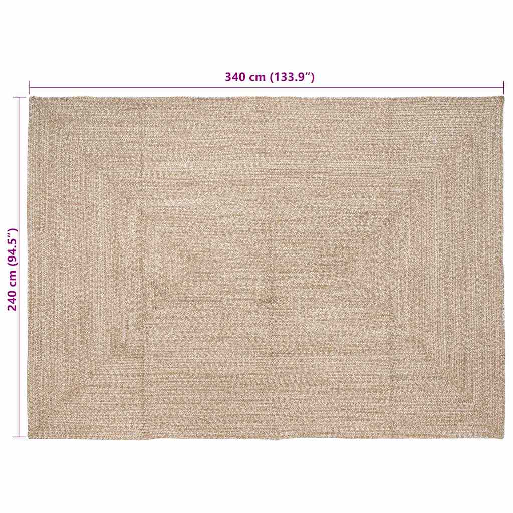 Område tæppe Natur og hvid 240 x 340 cm Jute