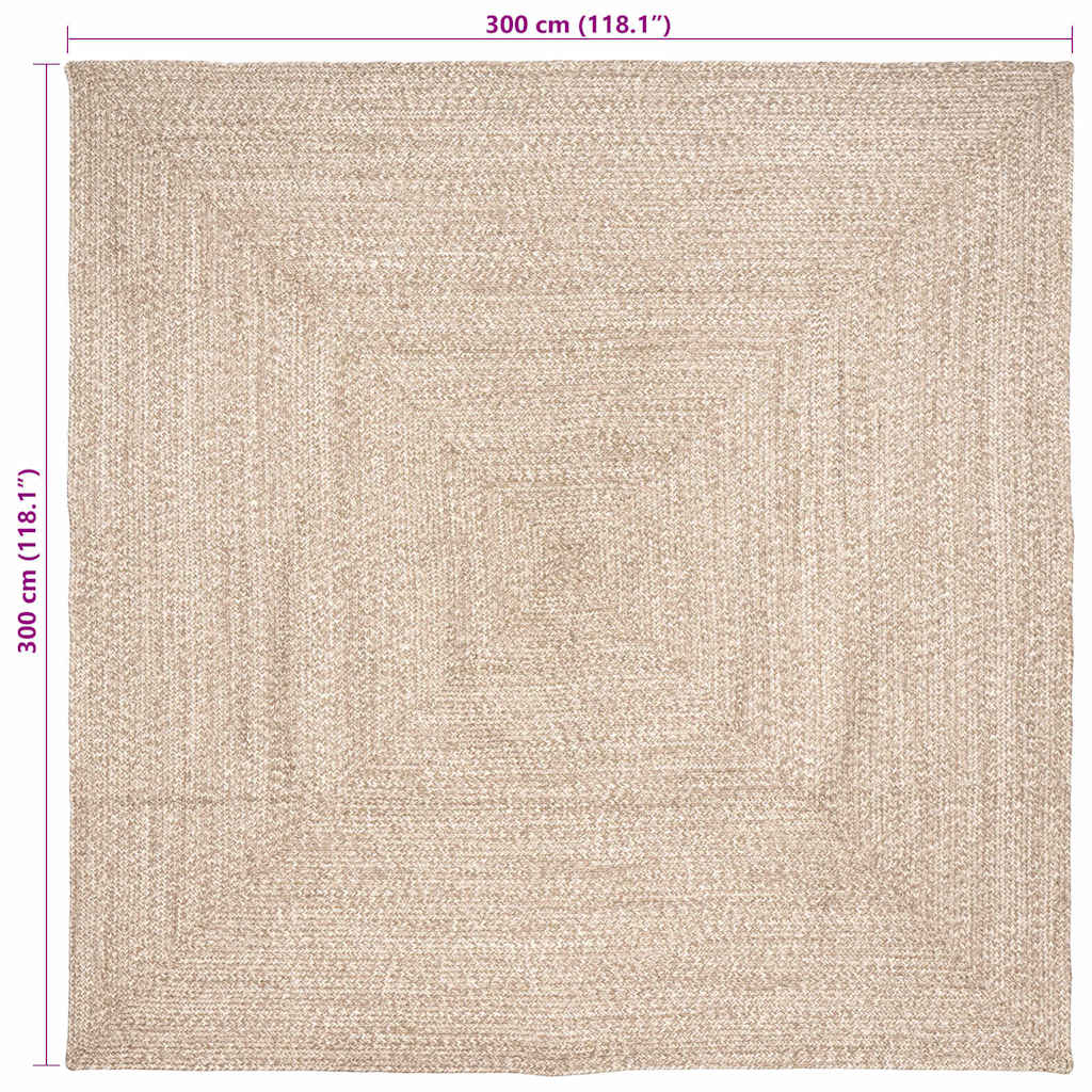 Områdetæpper Natur og hvid 300 x 300 cm Jute
