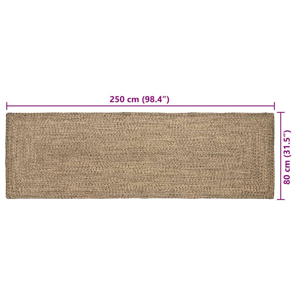 Områdetæpper Naturfarvet og sort 80 x 250 cm Jute