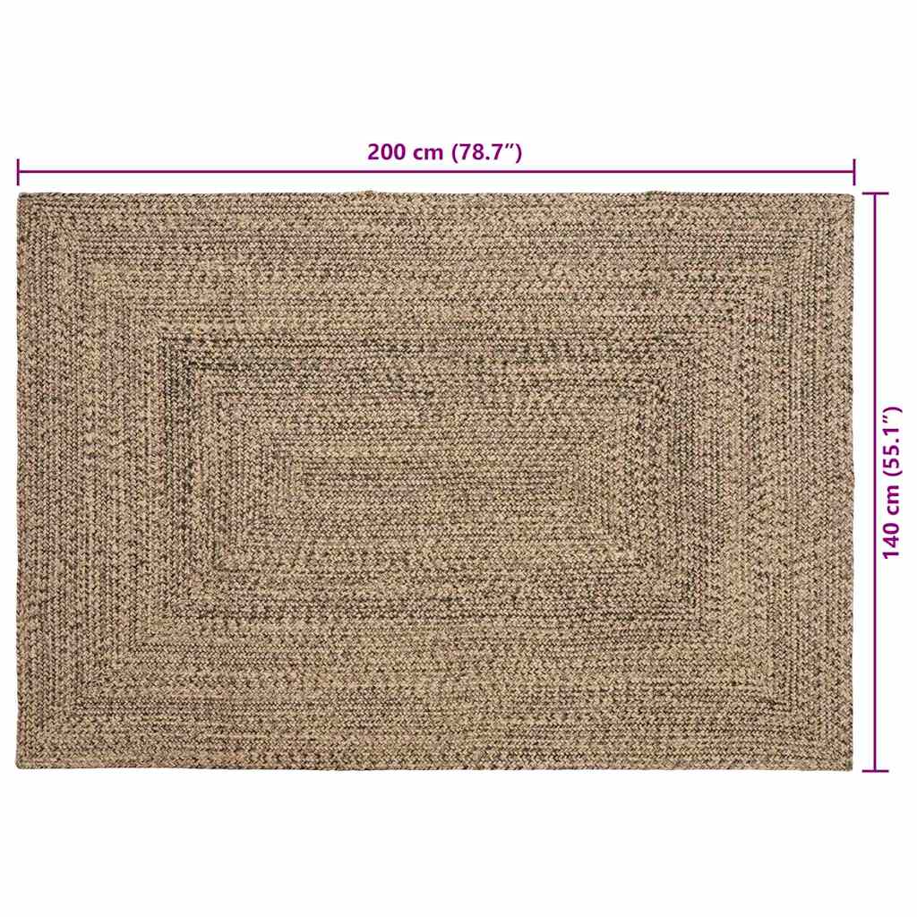 Områdetæpper Naturfarvet og sort 140 x 200 cm Jute