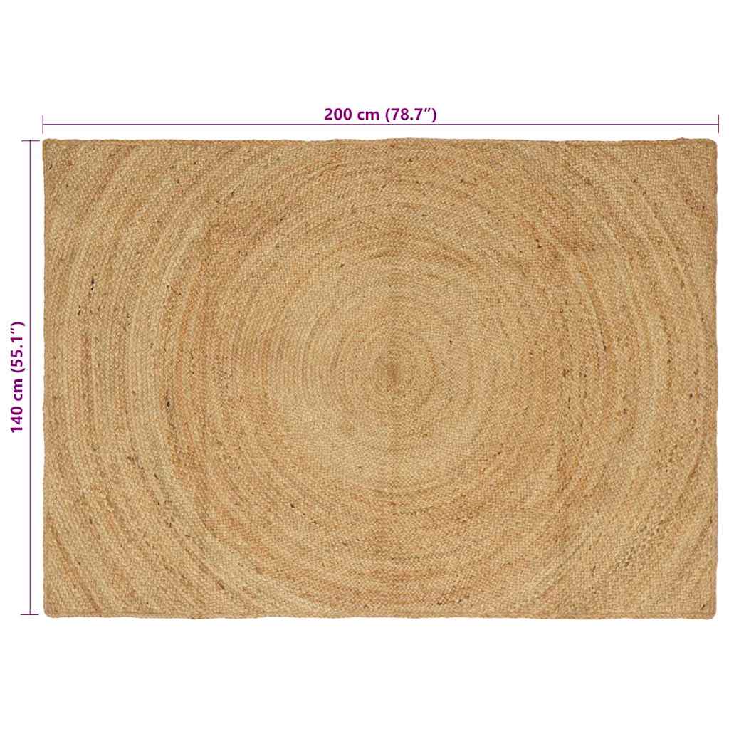 Områdetæpper Naturfarvet 140 x 200 cm Jute
