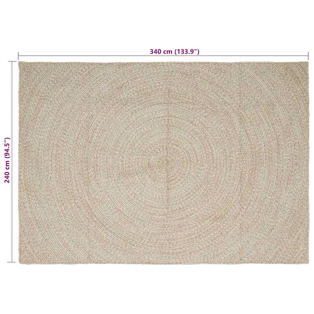 Områdetæpper Natur og hvid 240 x 340 cm Jute