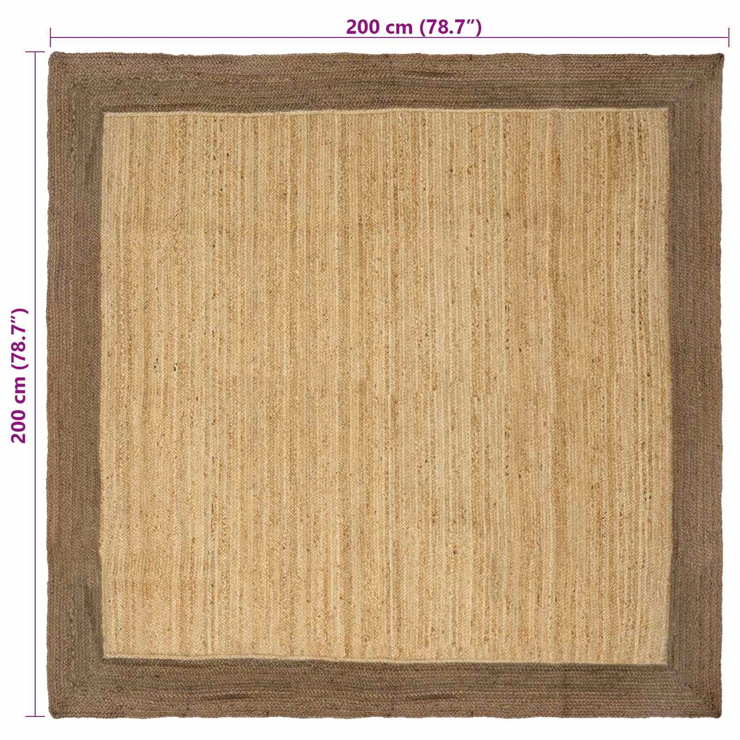 Område tæppe Grå 200 x 200 cm Jute