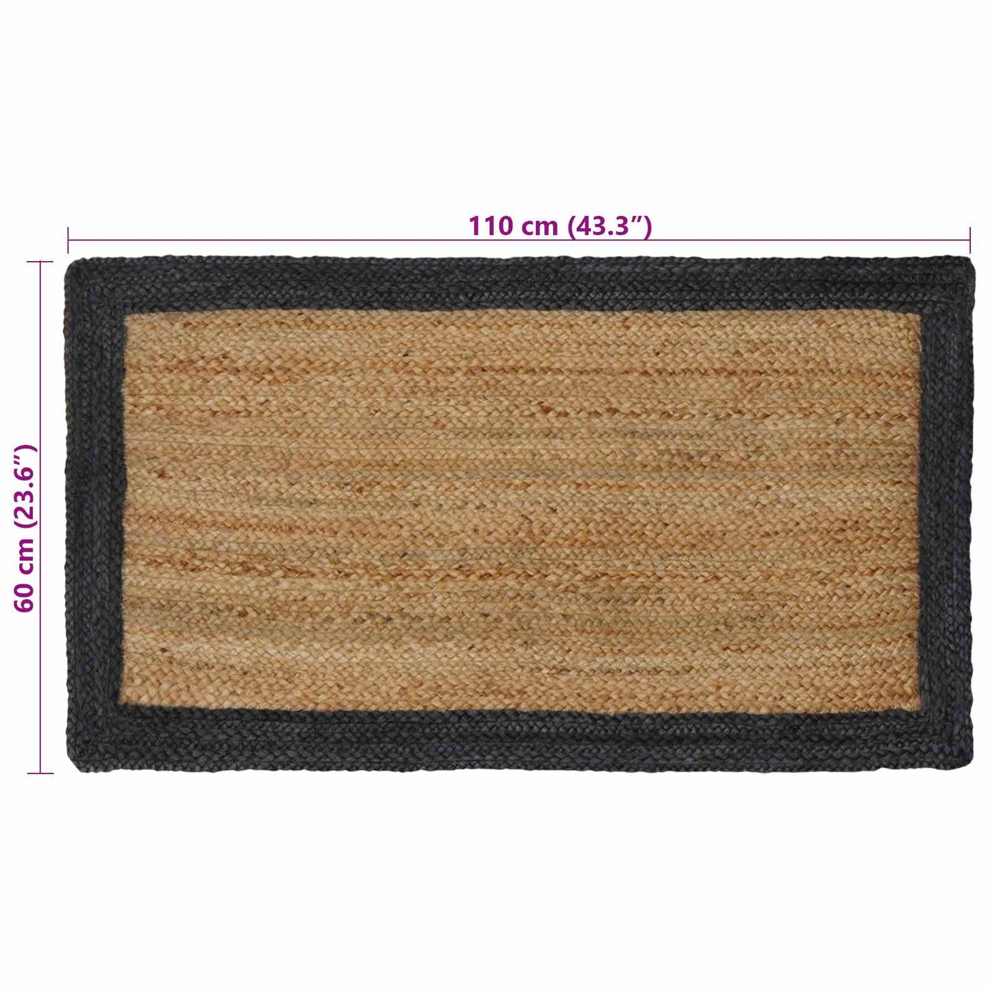 Område tæppe Mørkegrå 60 x 110 cm Jute