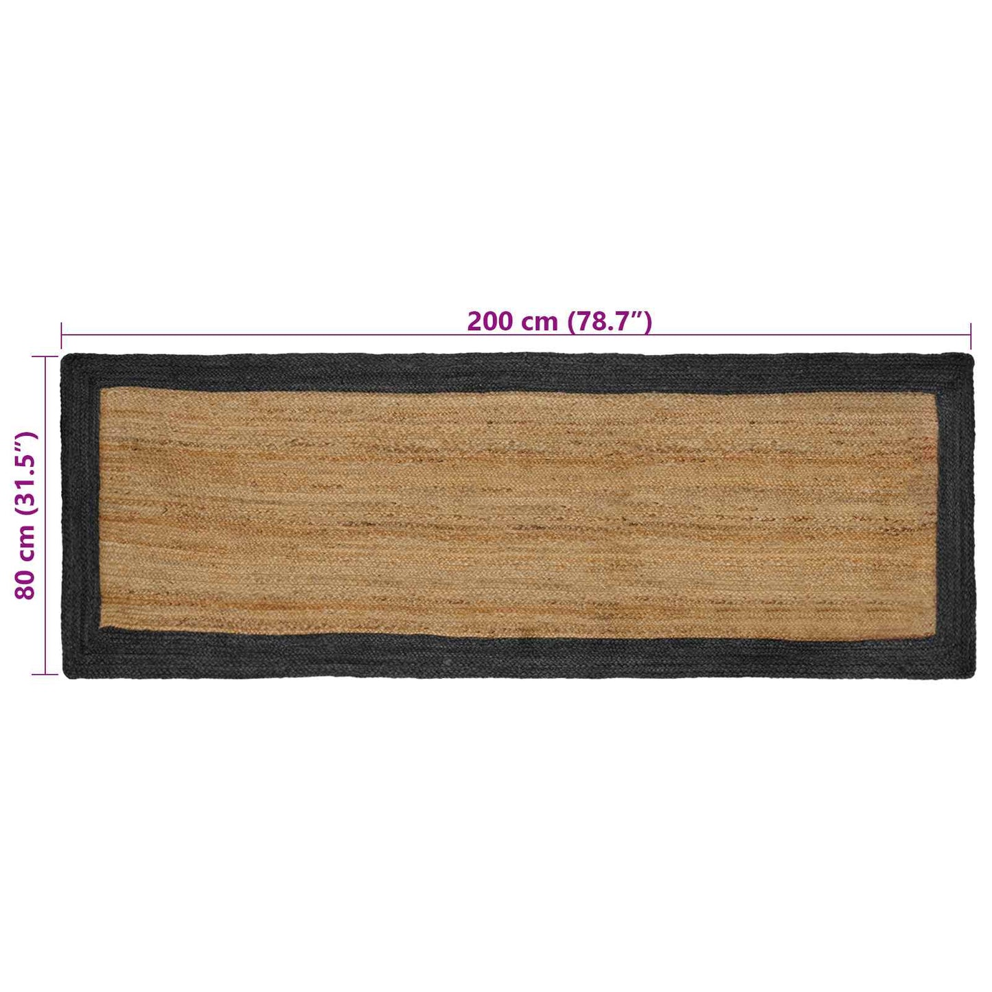Områdetæpper Mørkegrå 80 x 200 cm Jute