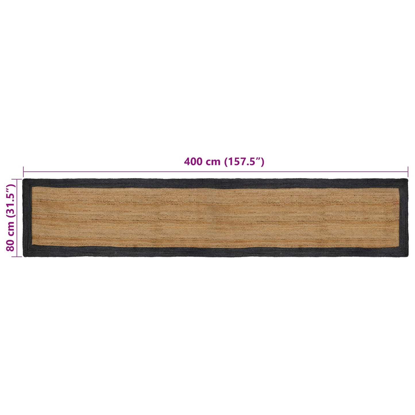 Områdetæpper Mørkegrå 80 x 400 cm Jute