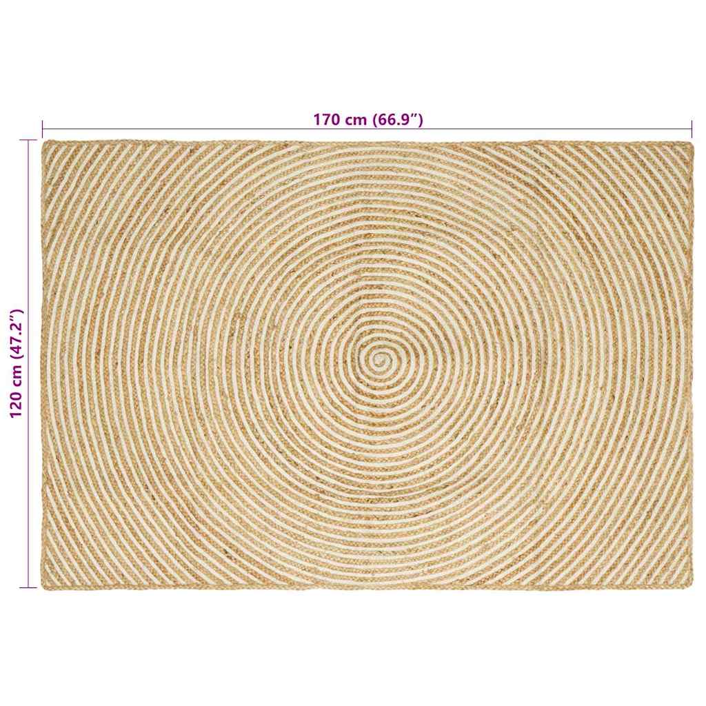 Områdetæpper Hvid 120 x 170 cm Jute