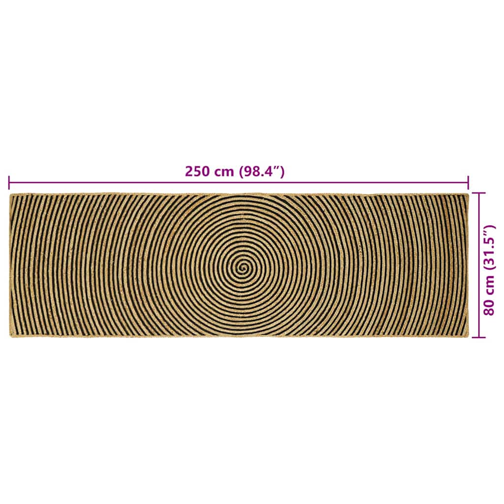 Områdetæpper Sort 80 x 250 cm Jute