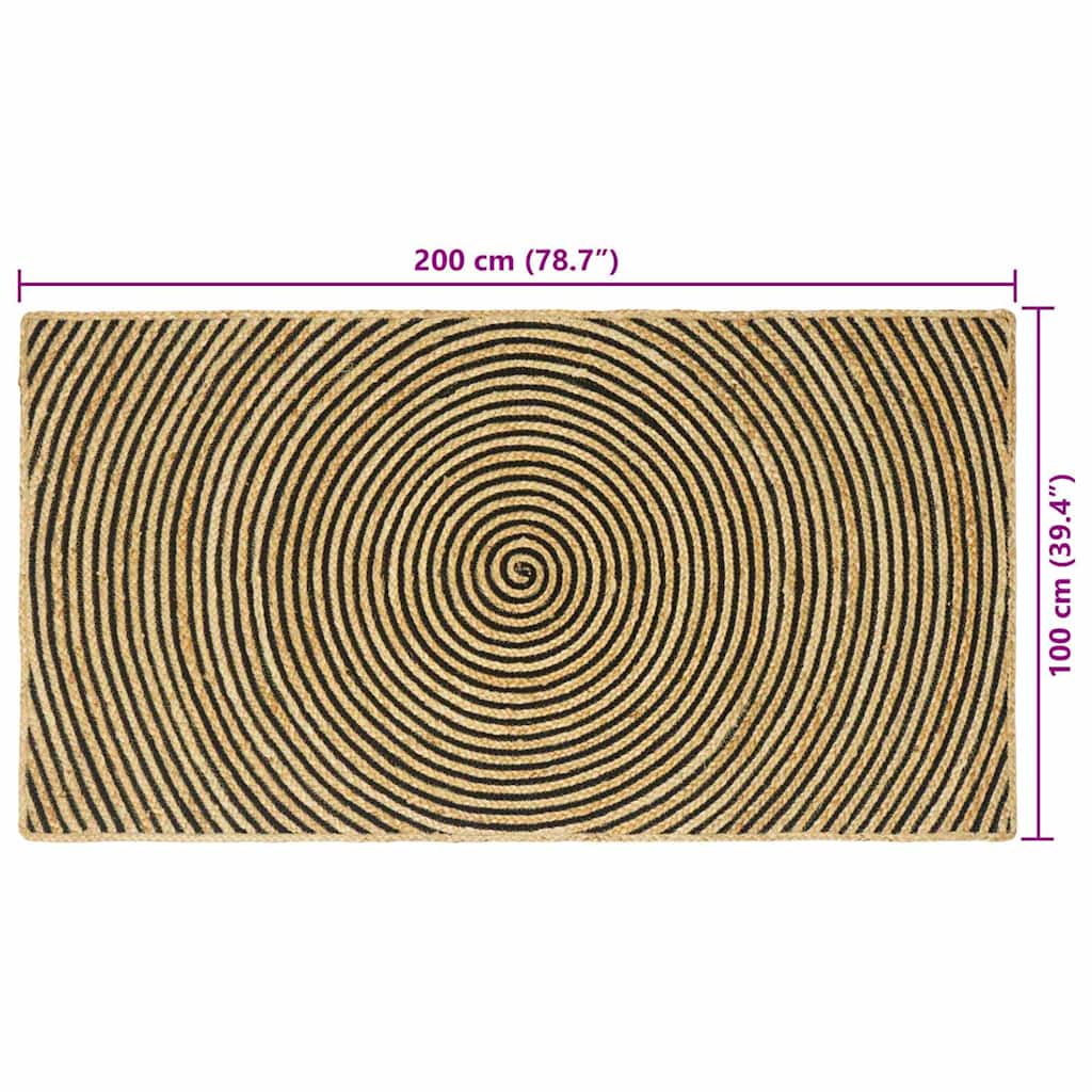 Områdetæpper Sort 100 x 200 cm Jute