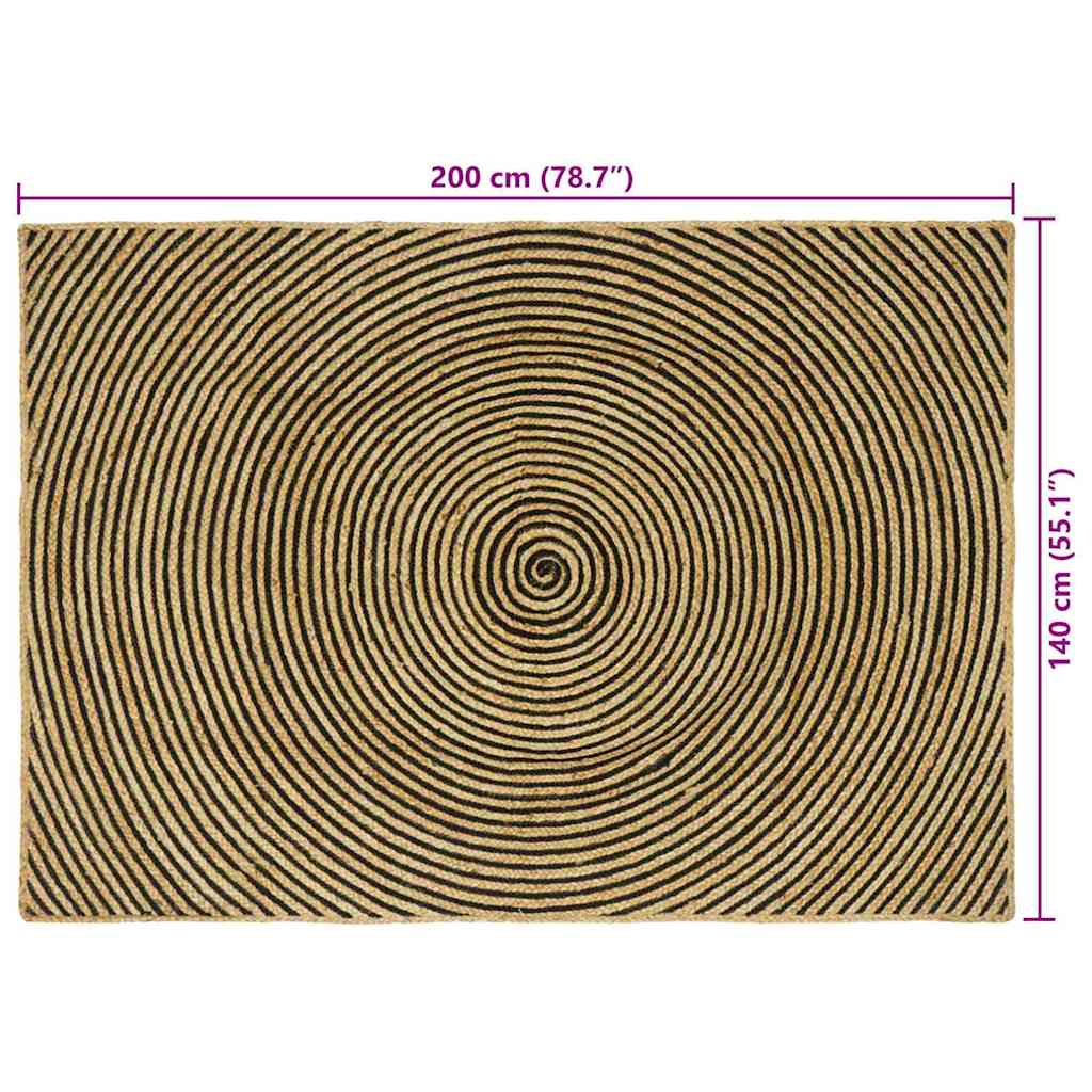 Områdetæpper Sort 140 x 200 cm Jute