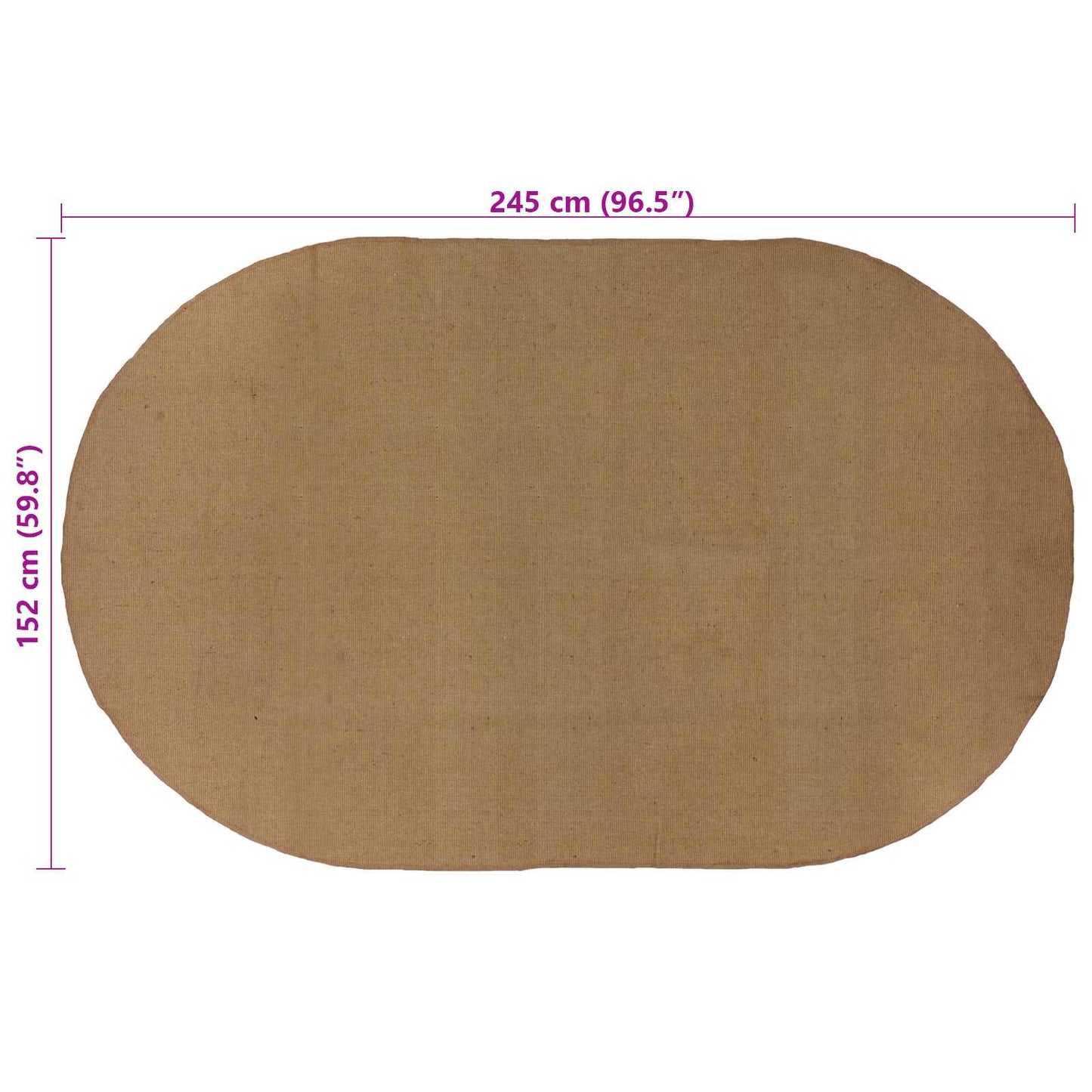 Områdetæpper Naturfarvet 152 x 245 cm Jute