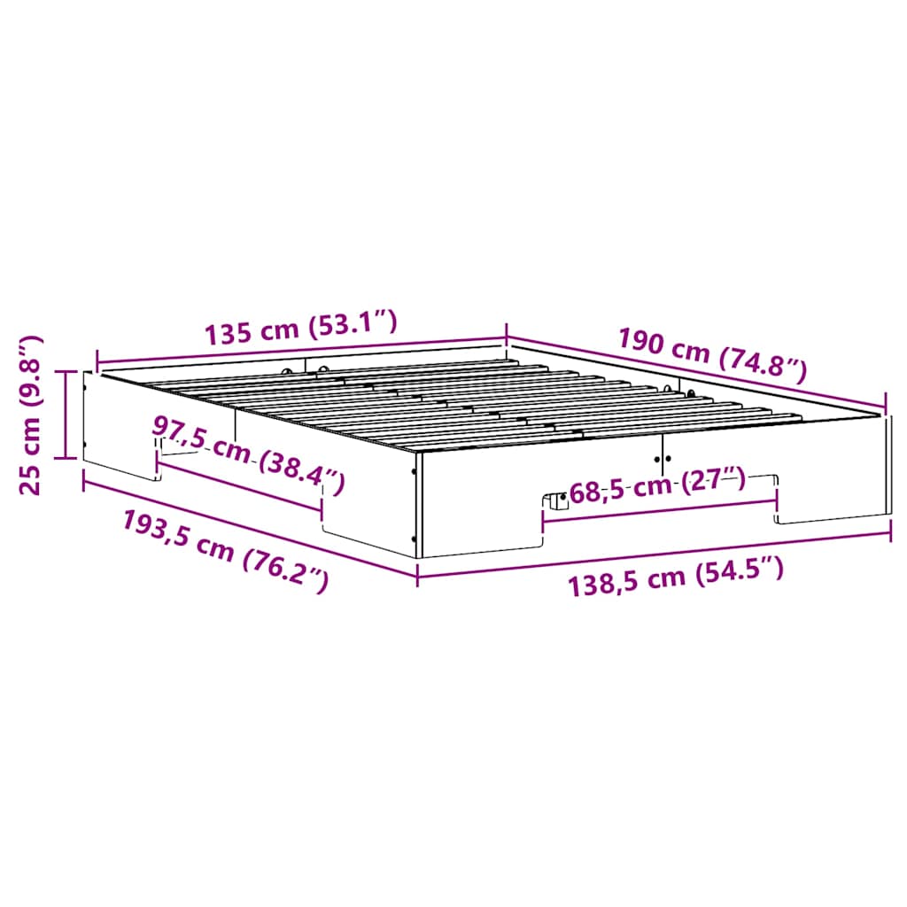 Sengestel Hvid 135 x 190 cm