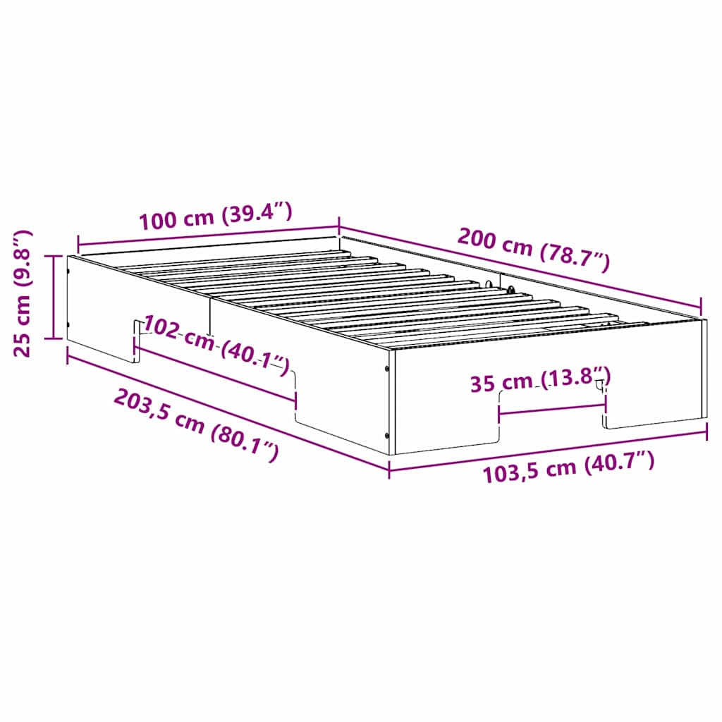 Sengestel Hvid 100 x 200 cm