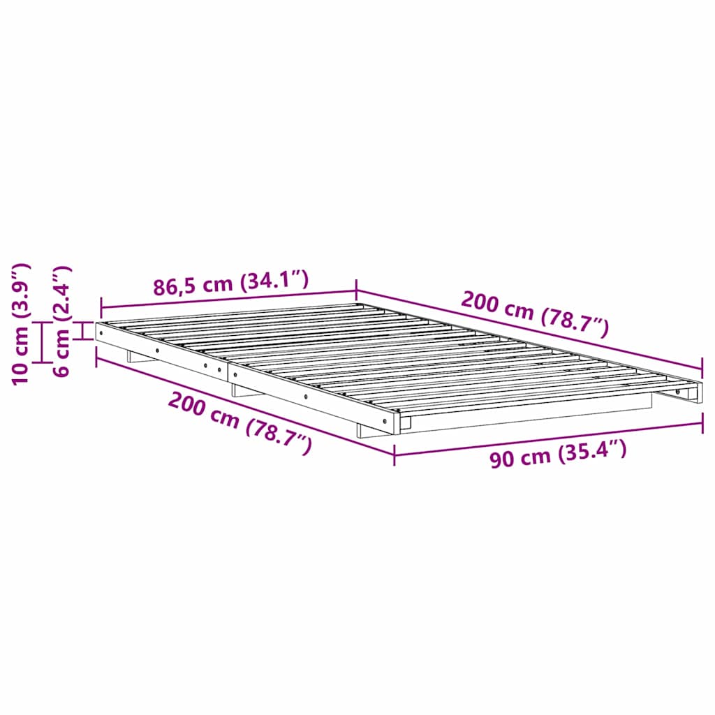 Sengestel Voks brun 90 x 200 cm Massiv fyrretræ