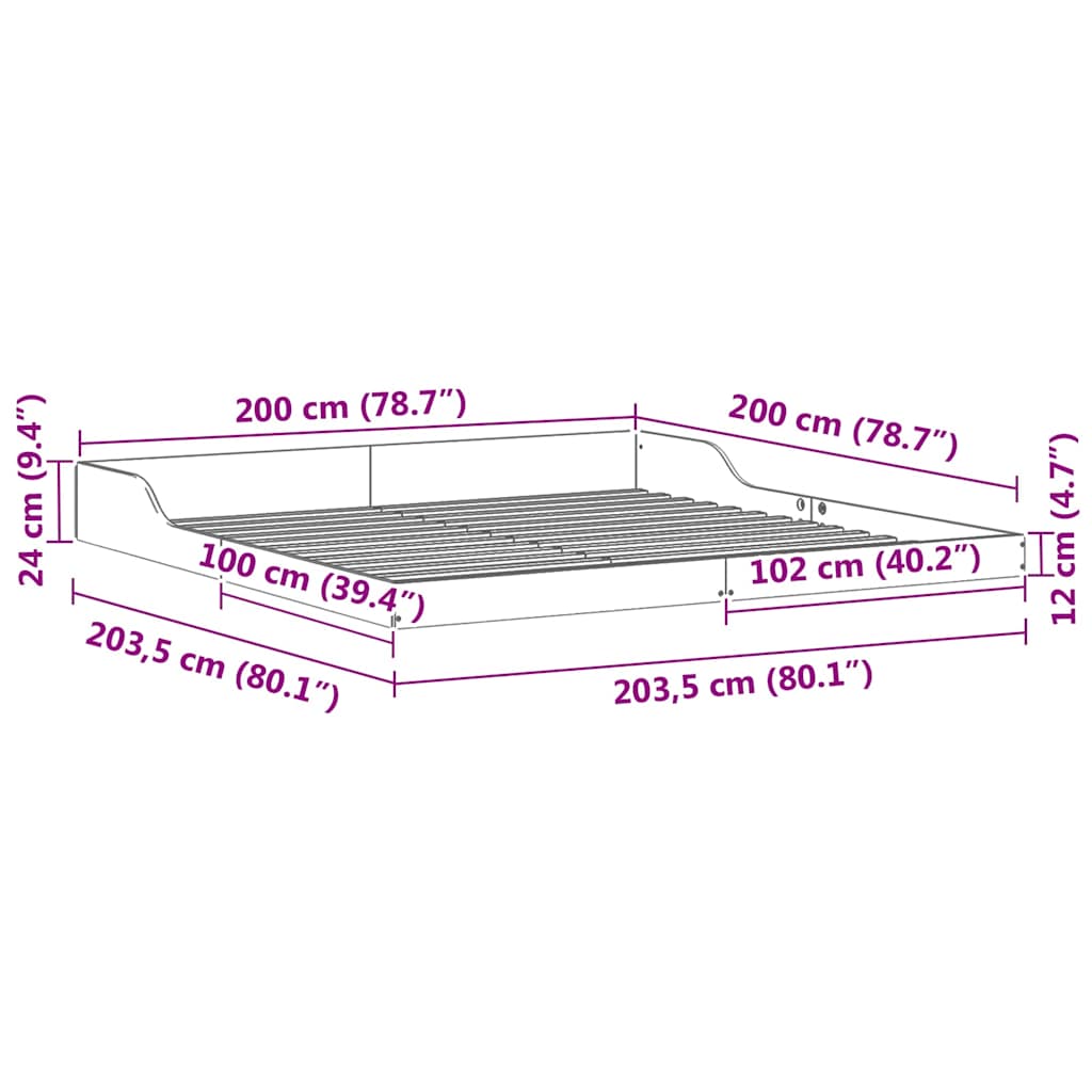 Sengestel Voks brun 200 x 200 cm Massiv fyrretræ