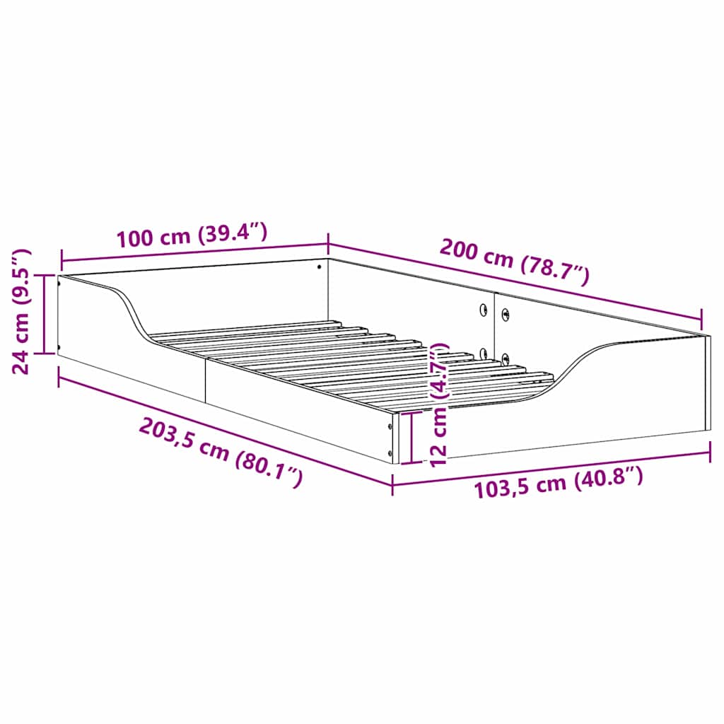 Sengestel Voks brun 100 x 200 cm Massiv fyrretræ