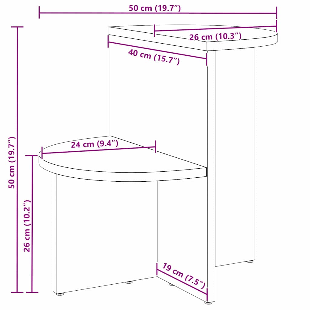 Sofabord Hvid 50 x 40 x 50 cm Massivt fyrretræ