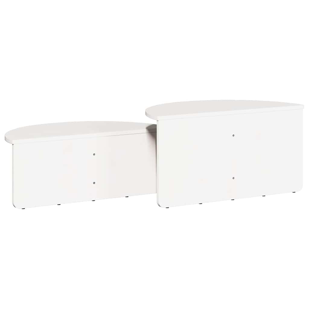 Sofabord 2 pcs Hvid Massivt fyrretræ