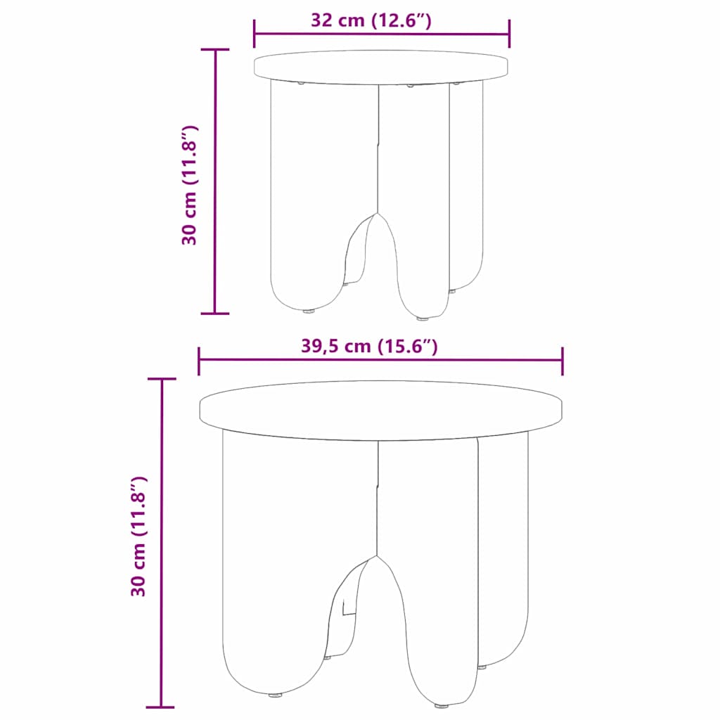 Sofabord 2 pcs Hvid Massivt fyrretræ