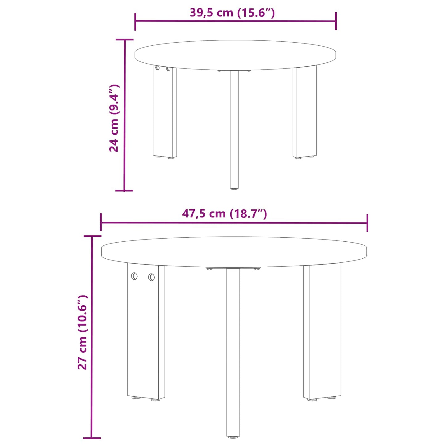 Sofabord 2 pcs Naturfarvet Massivt fyrretræ