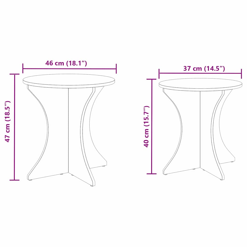 Sofabord 2 pcs Naturfarvet Massivt fyrretræ