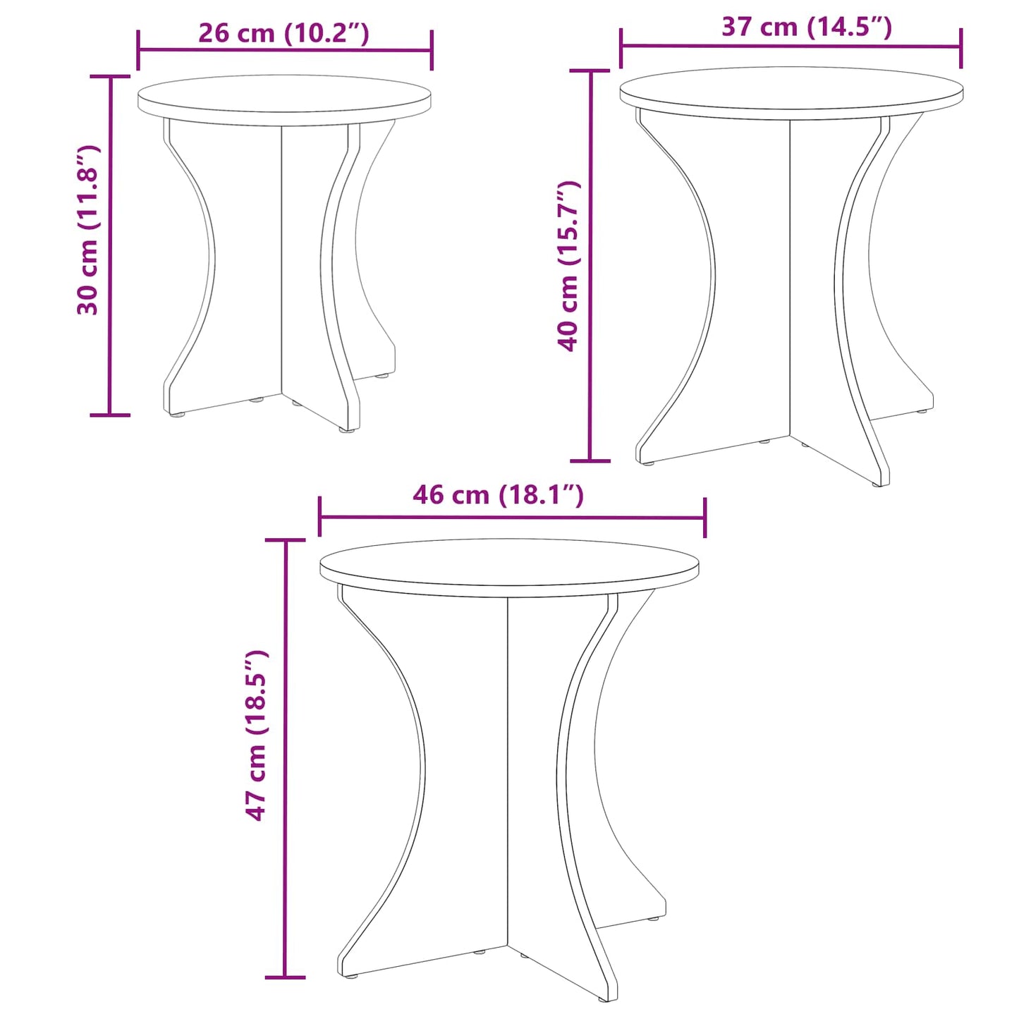 Sofabord 3 pcs Hvid