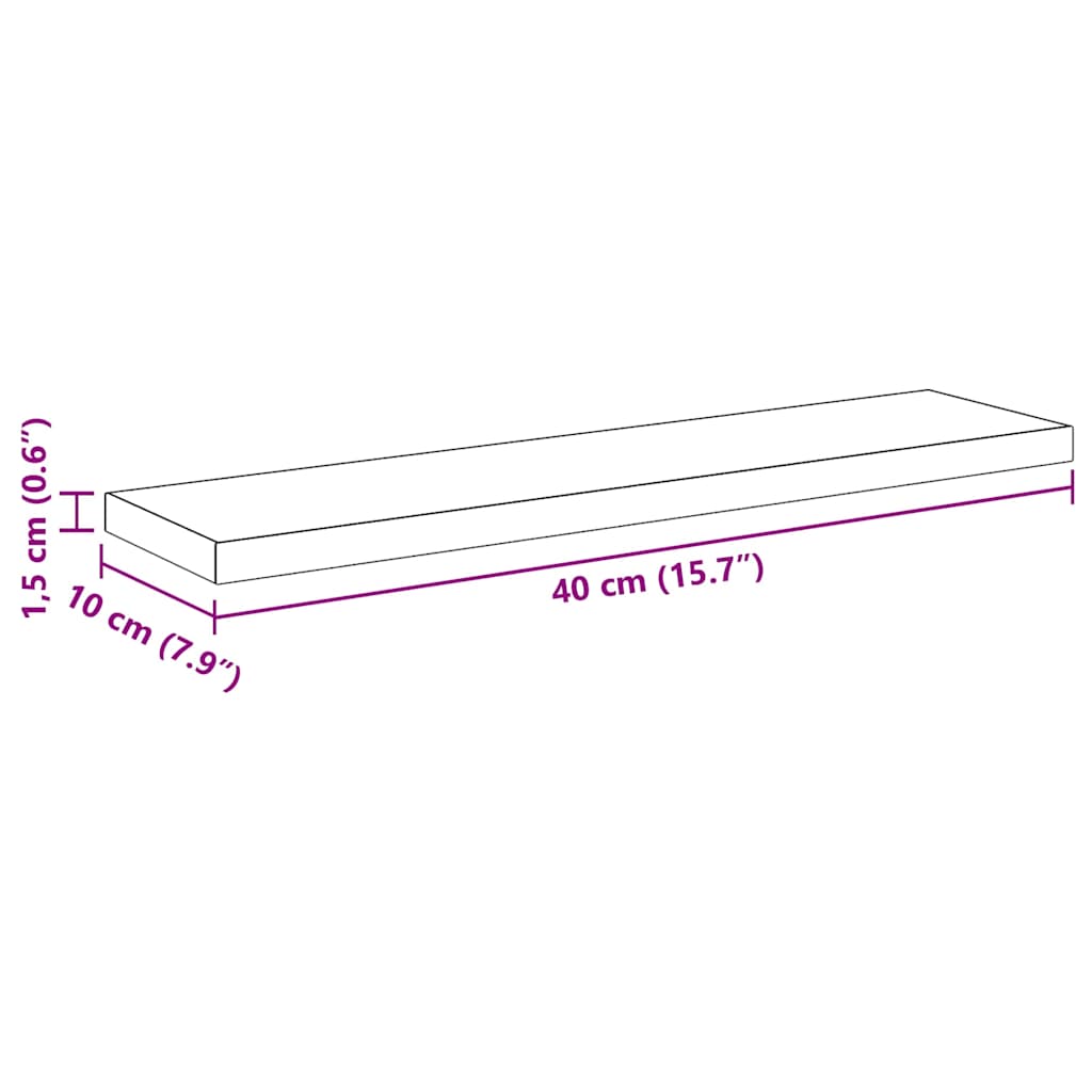 Boghylde Bræt 3 niveauer 4 stk. 40 x 10 x 1,5 cm Sort