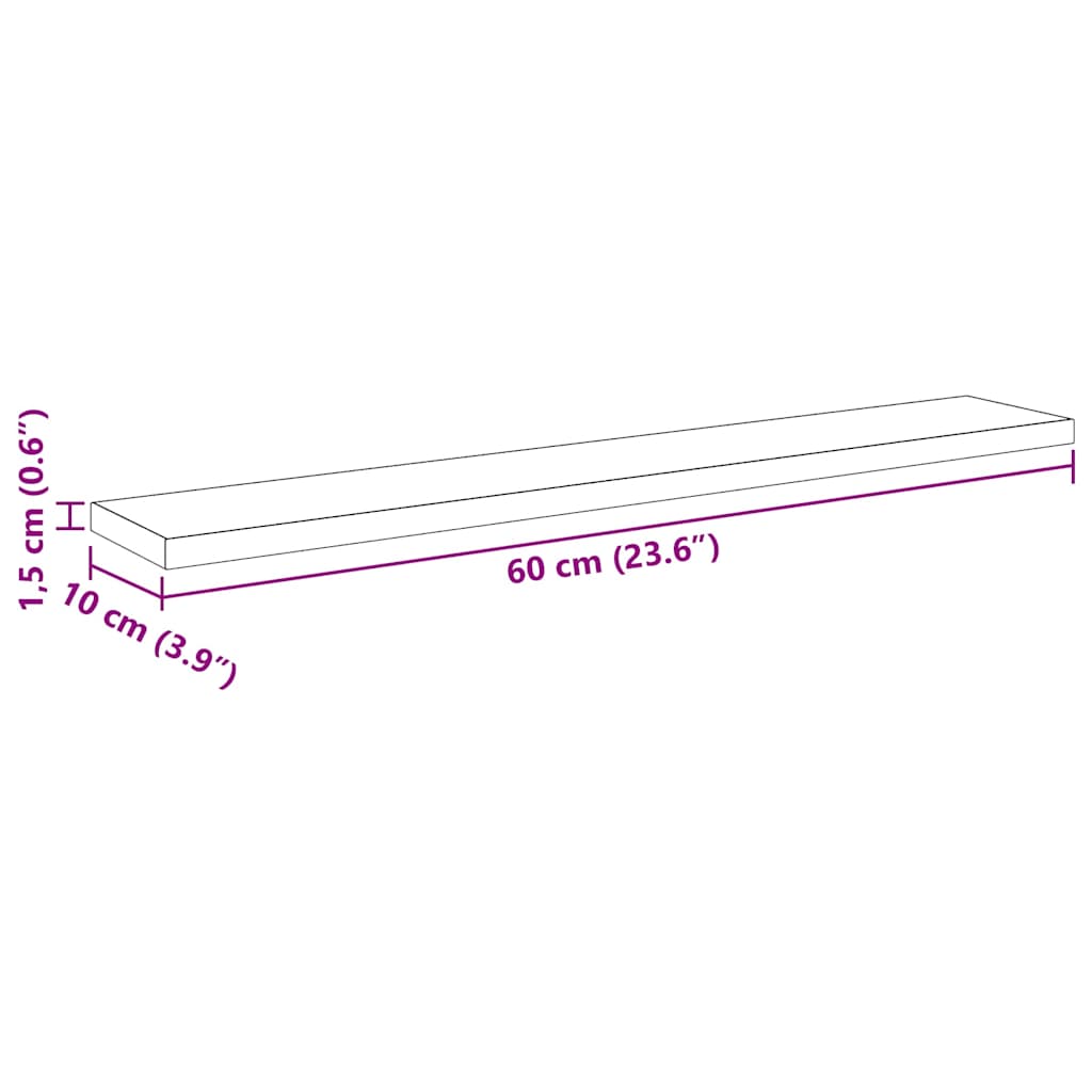 Boghylde Bræt 3 niveauer 4 stk. 60 x 10 x 1,5 cm Sort