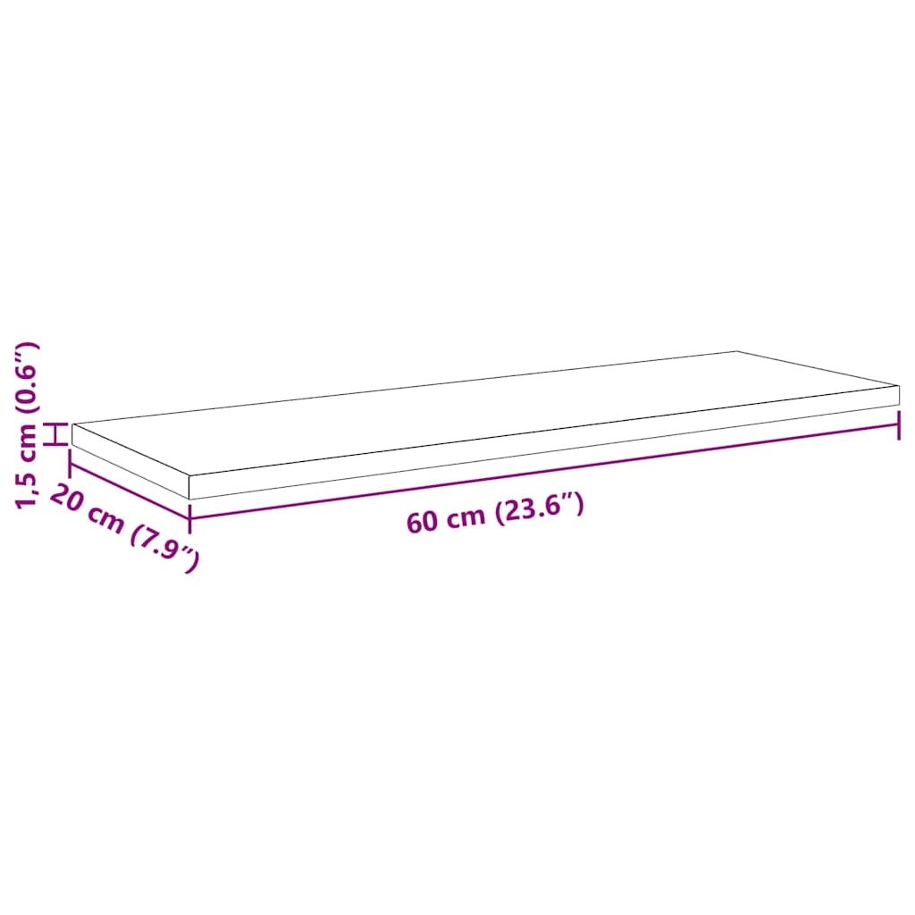 Boghylde Bræt 3 niveauer 4 stk. 60 x 20 x 1,5 cm Sort