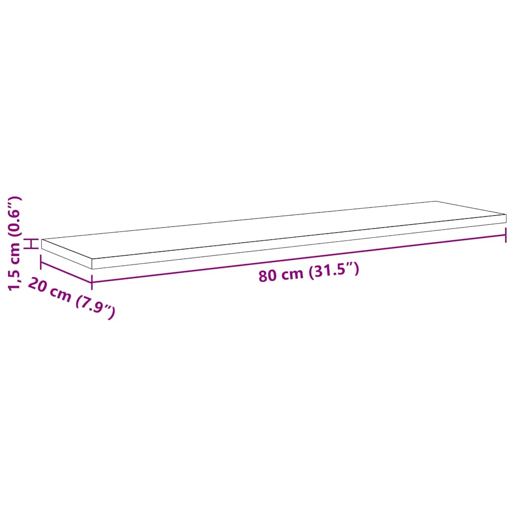 Boghylde Bræt 3 niveauer 4 stk. 80 x 20 x 1,5 cm Brun