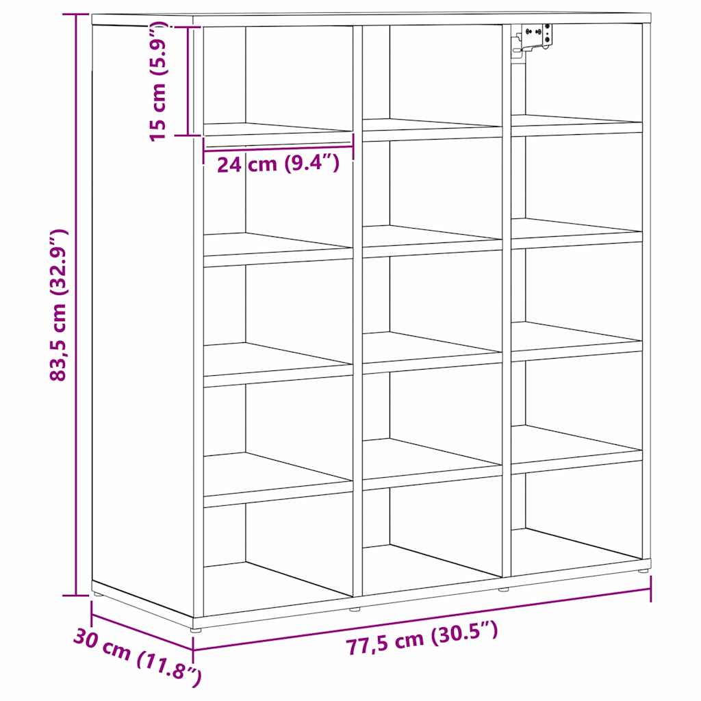 Sko skab 77,5 x 30 x 83,5 cm Konstrueret træ Artisan Egetræ