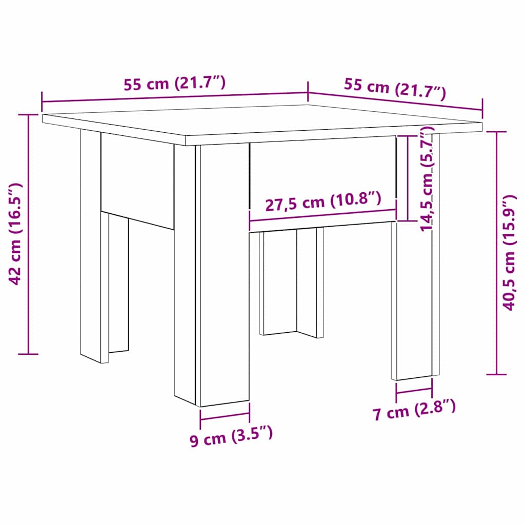 Sofabord Sort eg 55 x 55 x 42 cm Konstrueret træ