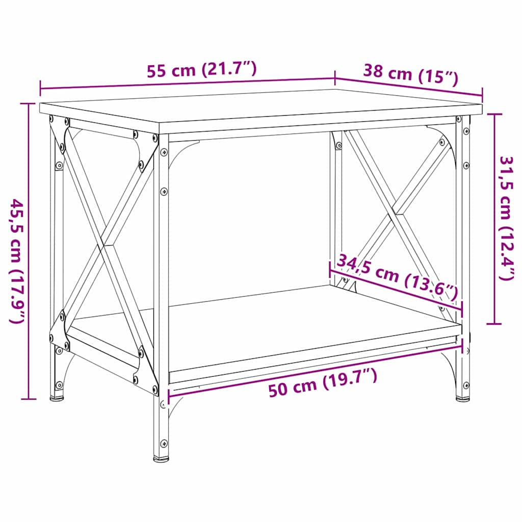 Sidebord Sort eg 55 x 38 x 45 cm Konstrueret træ