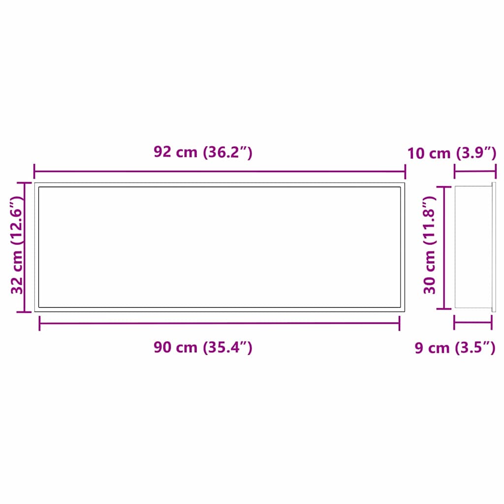 Bruse Niche Hvid 90 x 30 x 9,5 cm Rustfrit stål