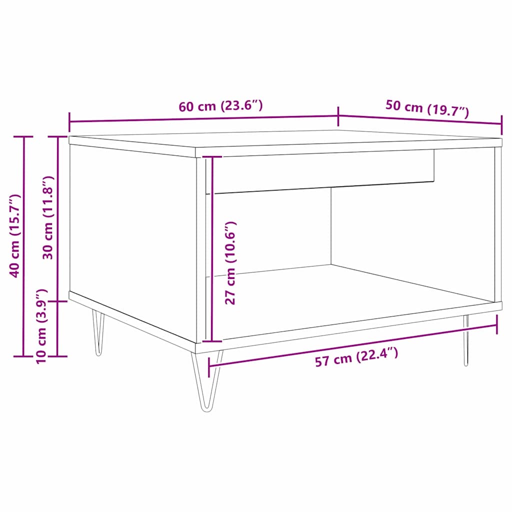 Sofabord Sort eg 60 x 50 x 40 cm Konstrueret træ