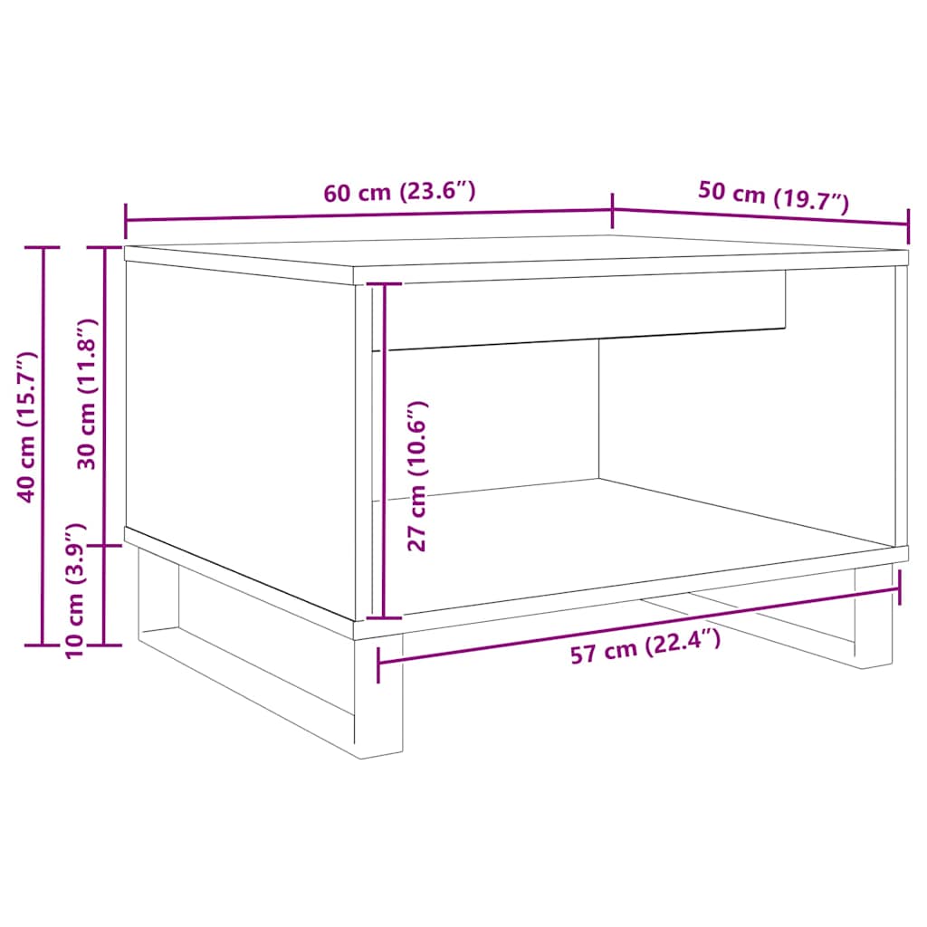 Sofabord Sort eg 60 x 50 x 40 cm Konstrueret træ