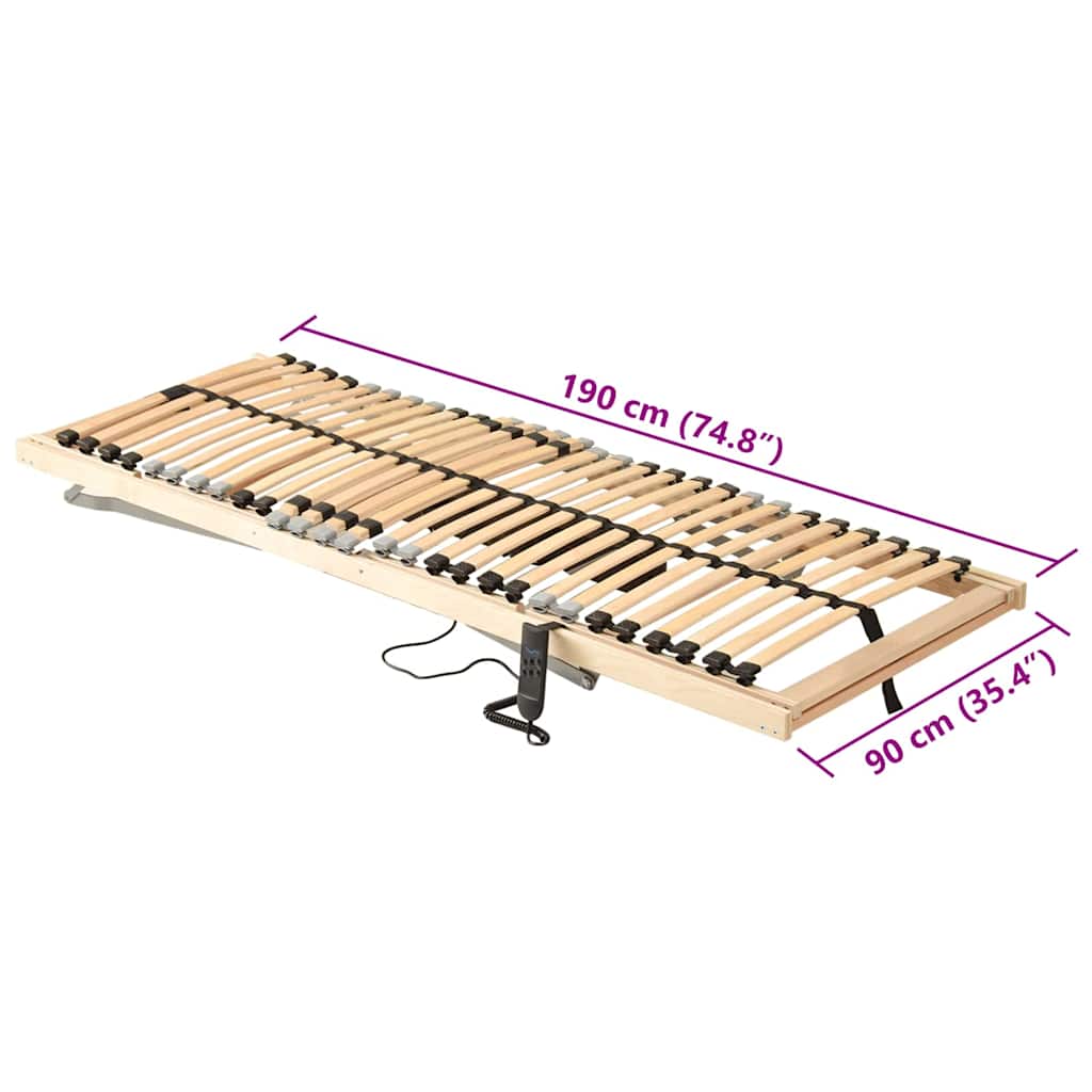 Lamelbund Brun 90 x 190 cm Solid bøg