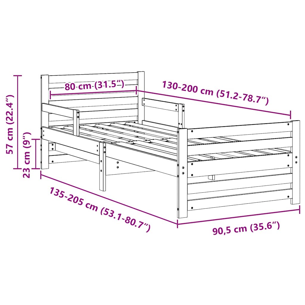 Sengestel med hovedgærde Hvid 80 x 200 cm Konstrueret træ