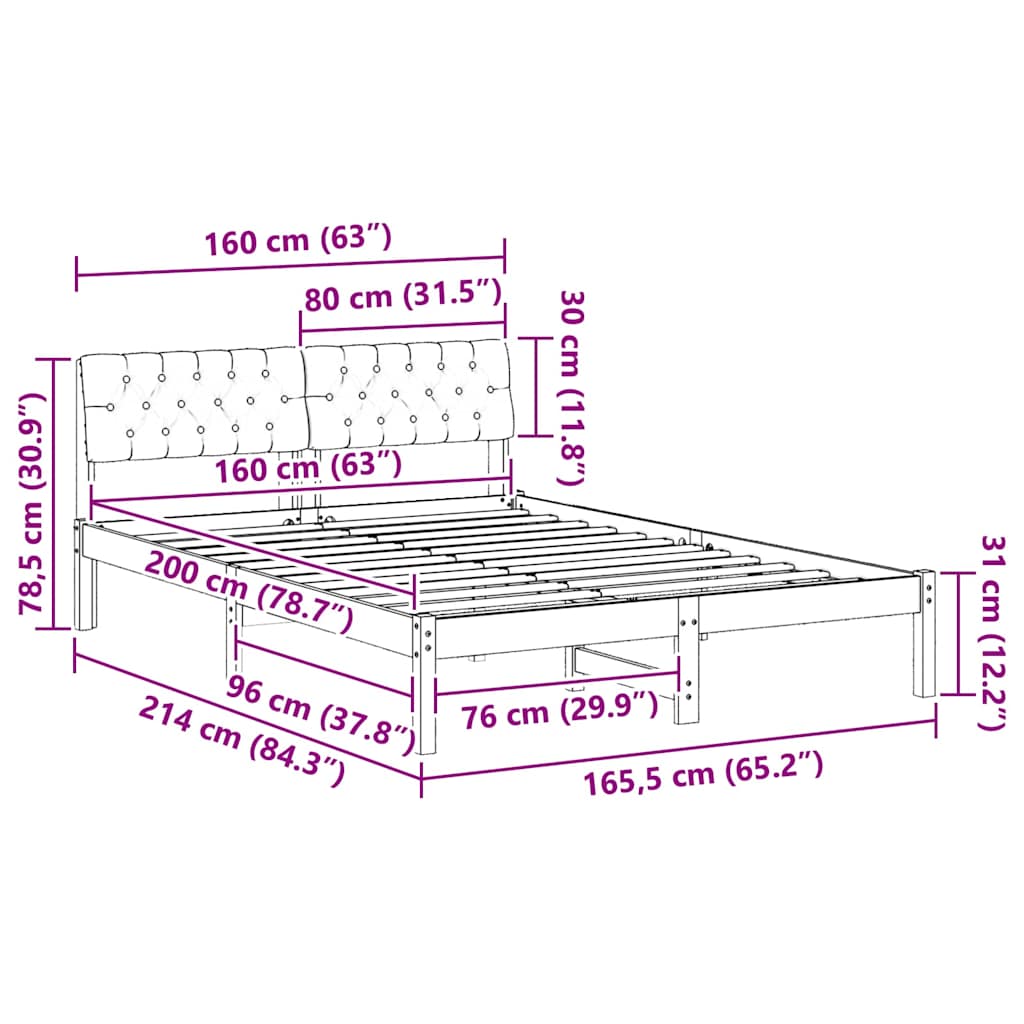 Sengestel Brun og taupe 160 x 200 cm Massivt fyrretræ