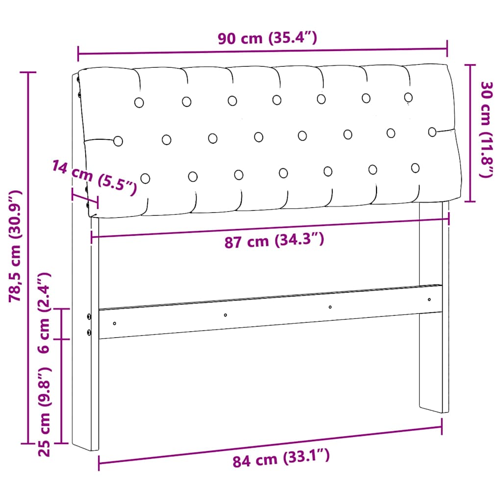Polstret sengegavl Gråbrun 90 cm Massiv fyrretræ