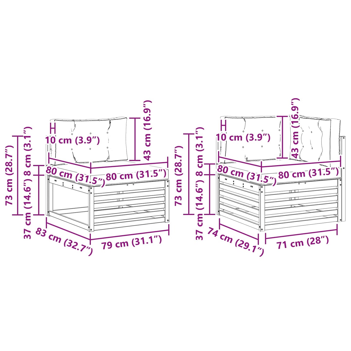 Sofasæt 10 stk.